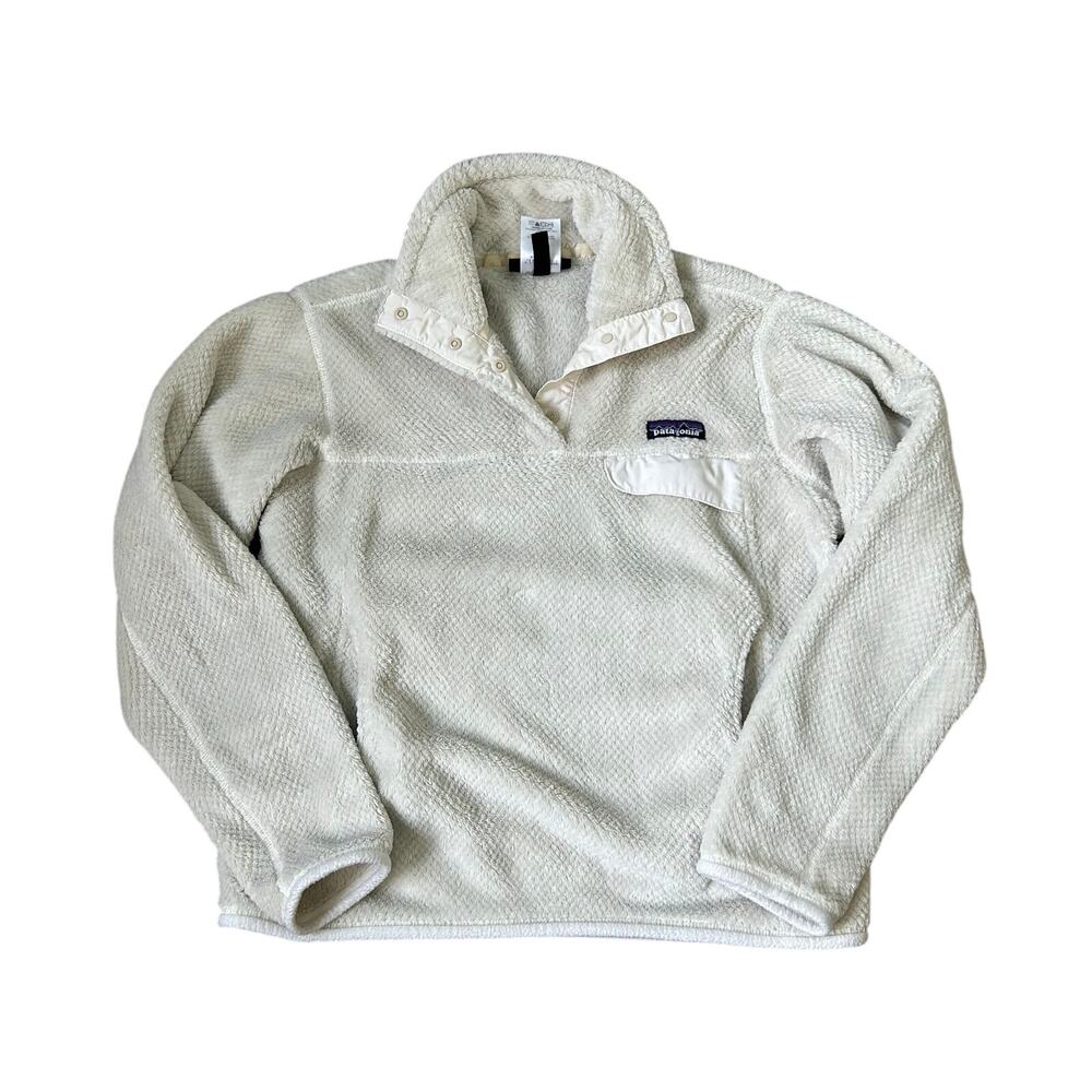 Patagonia Lightweight Snap T Fleece Pullover Womens Small Off White Cream Jacket